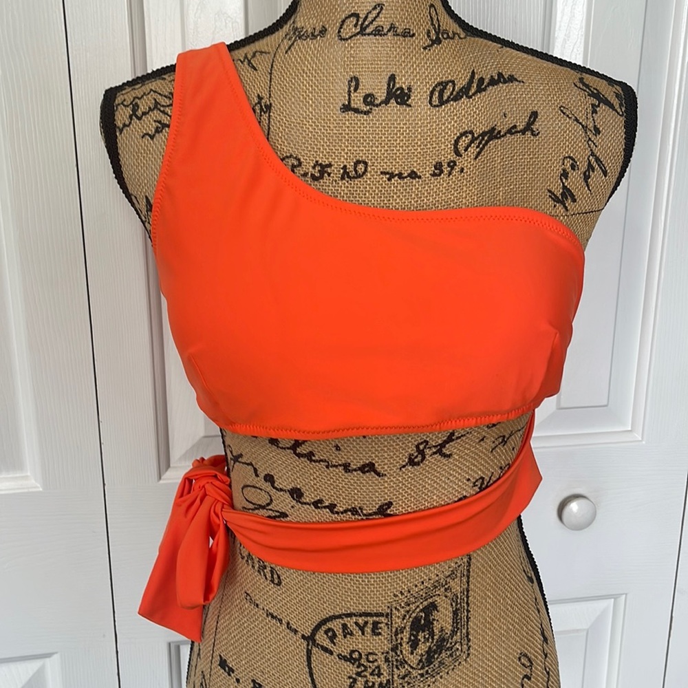 Orange One Shoulder Bikini Top